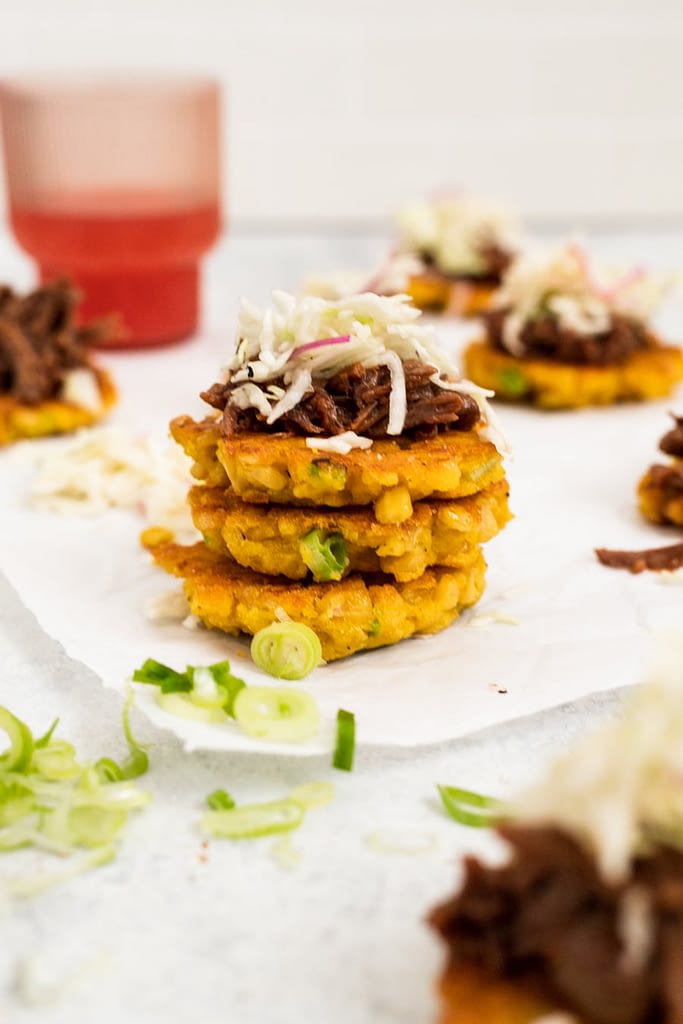 easy corn fritter recipe with bbq beef